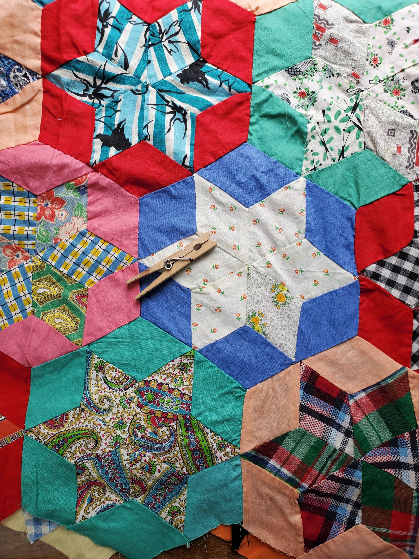 Vintage Stars Feed Sack Quilt Top