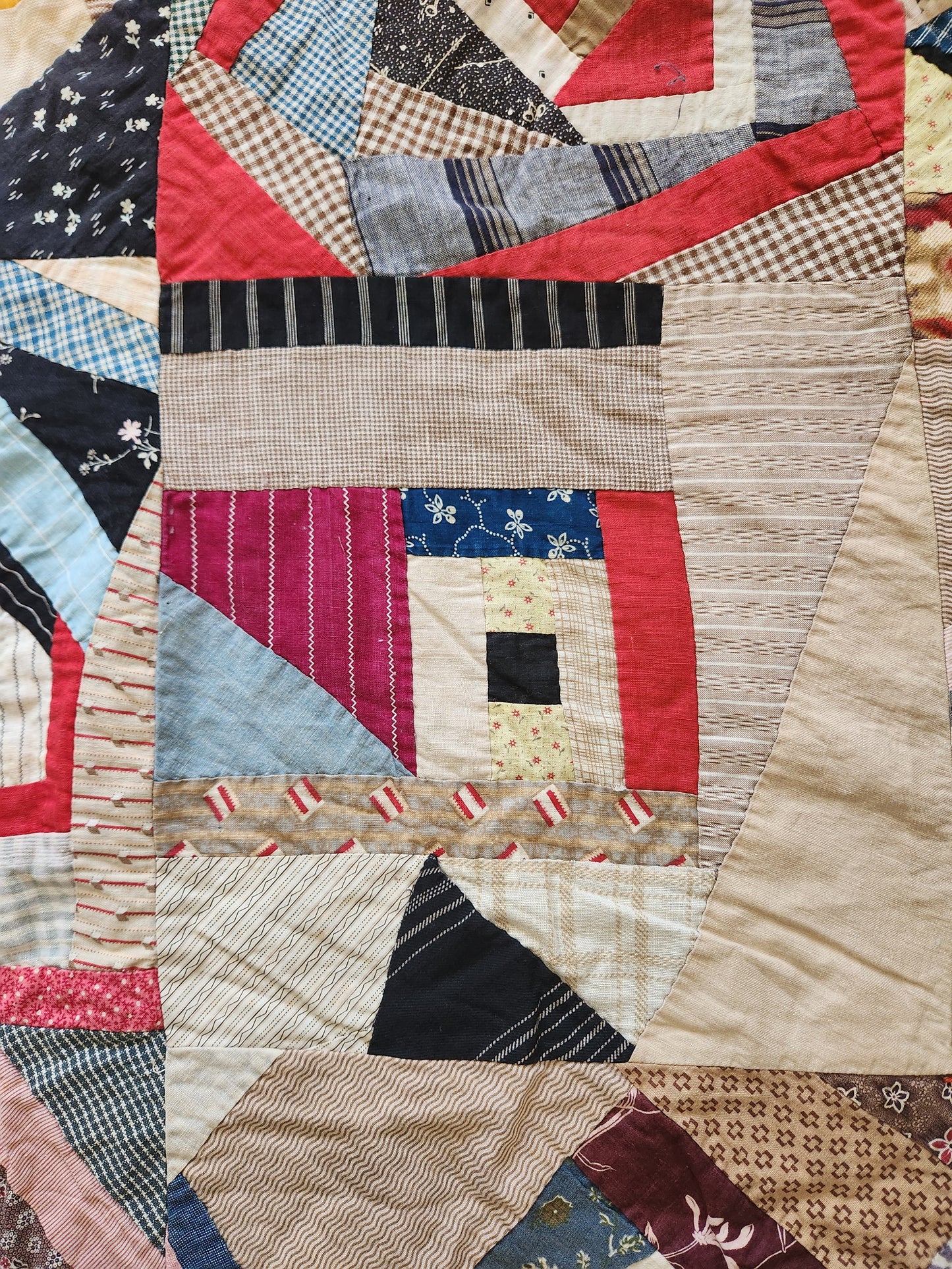 Antique Unfinished Foundation Pieced Quilt Top c1900