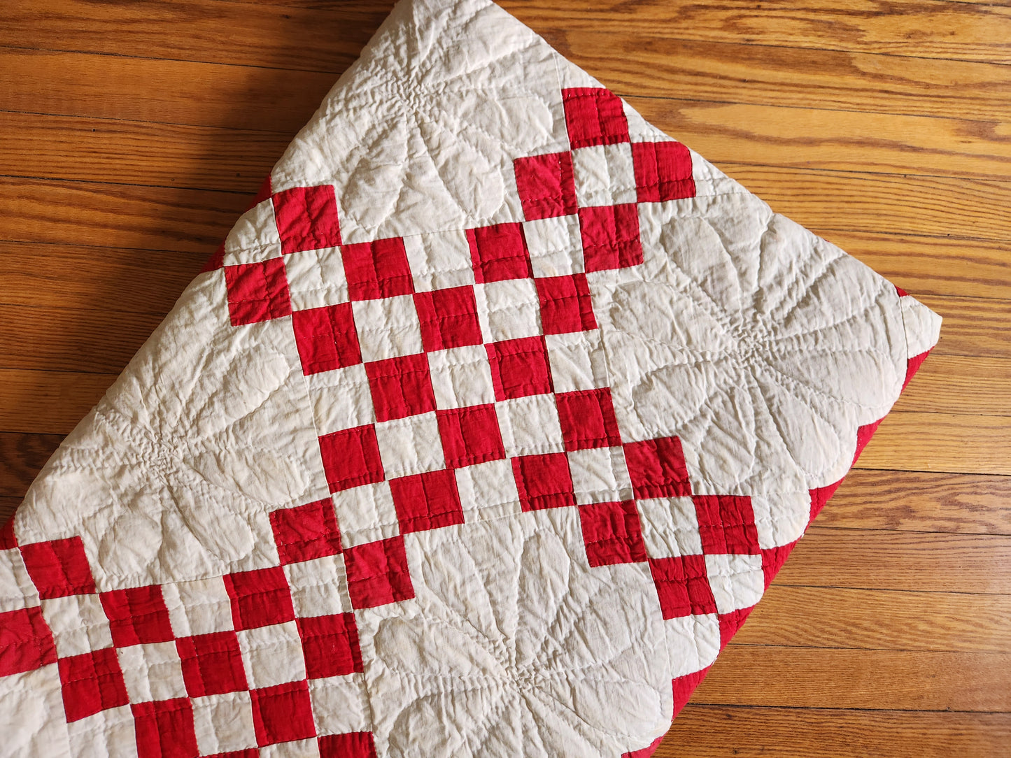 Antique Red & White Irish Chain Quilt