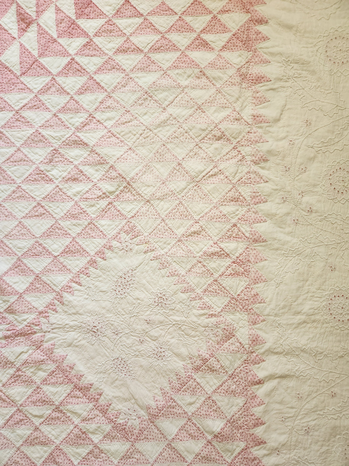 Antique Pink & White Flying Geese Quilt