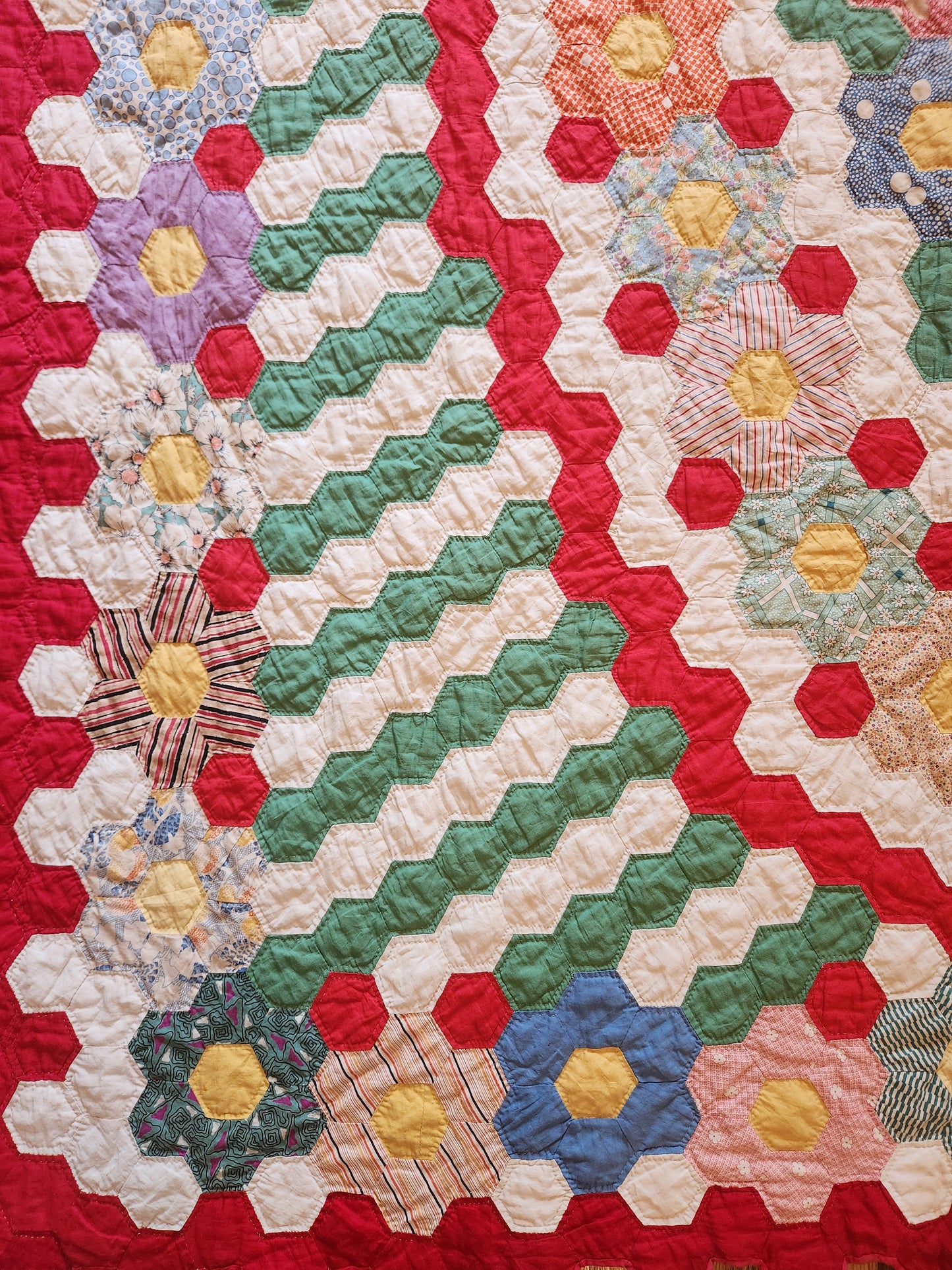 Vintage Hexagon Medallion Quilt