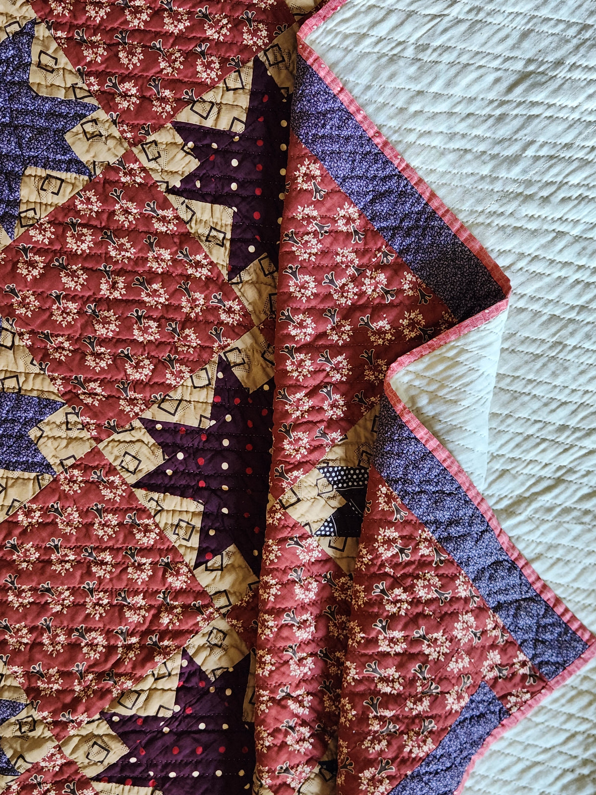 19th Century Purple Evening Star Quilt