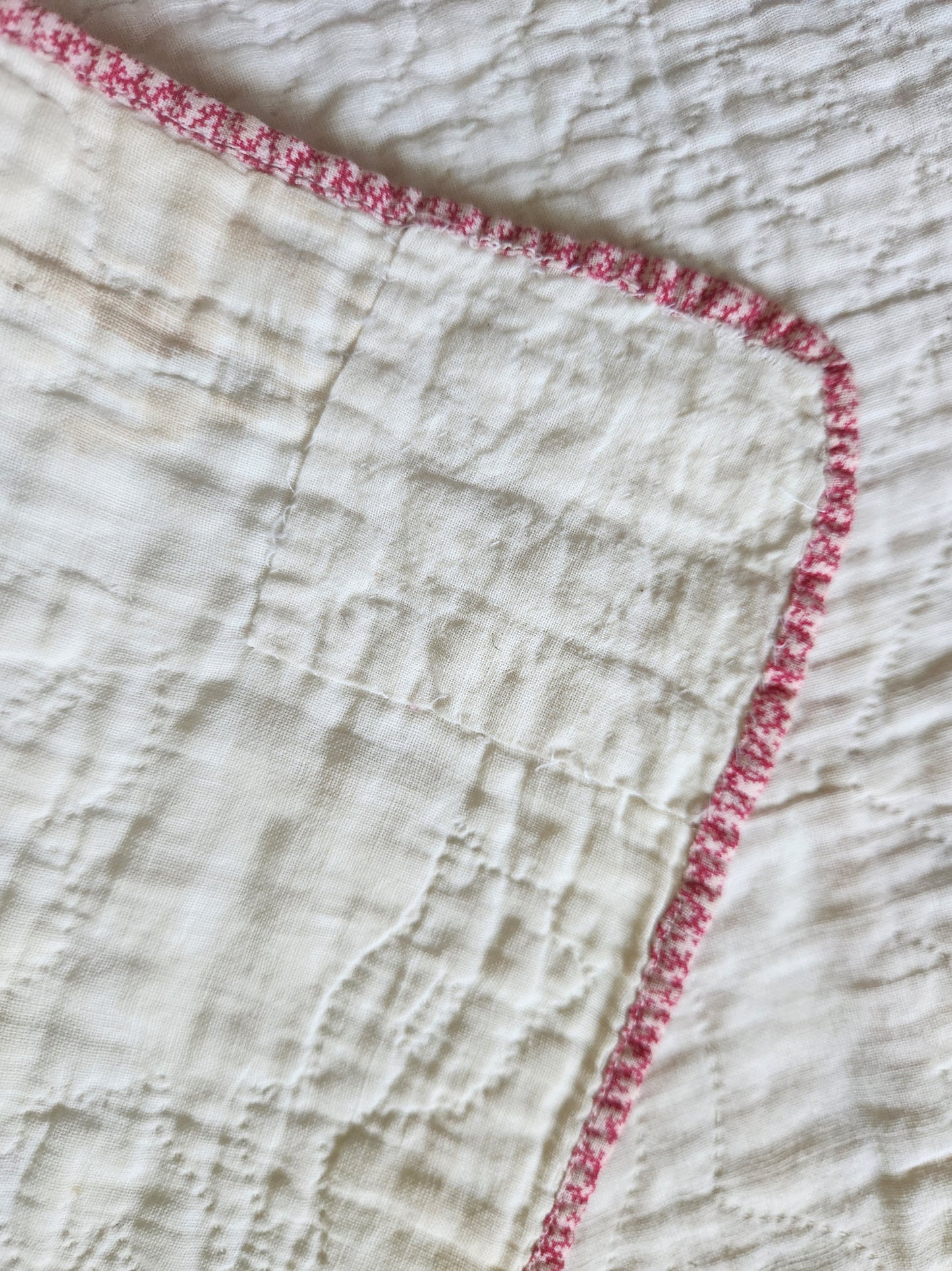 Antique Pink & White Irish Chain Quilt