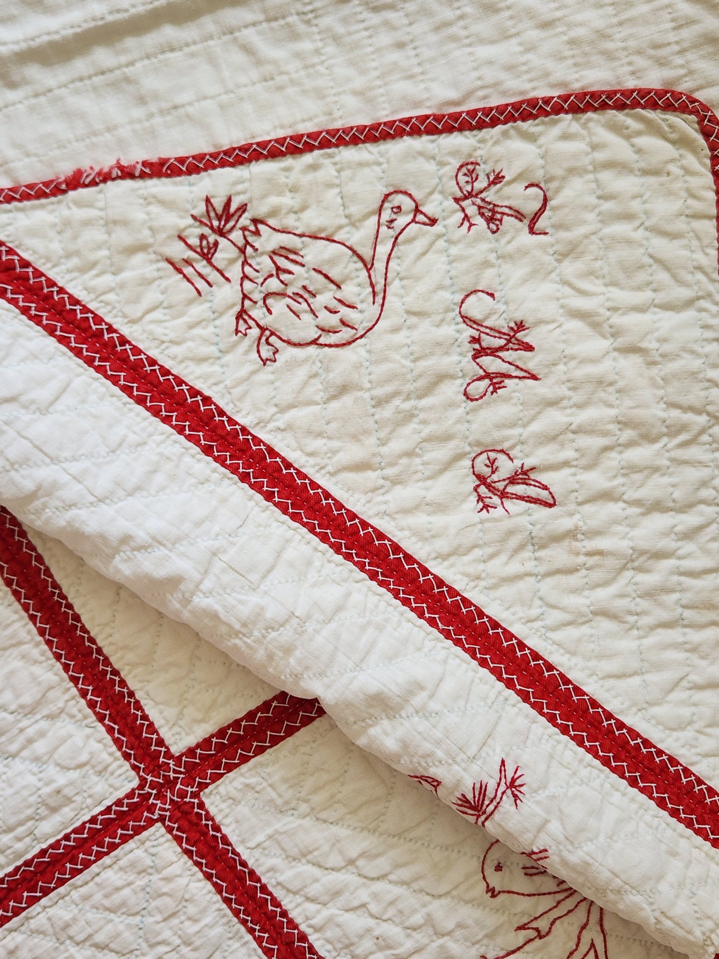 Antique Redwork Quilt, 1890
