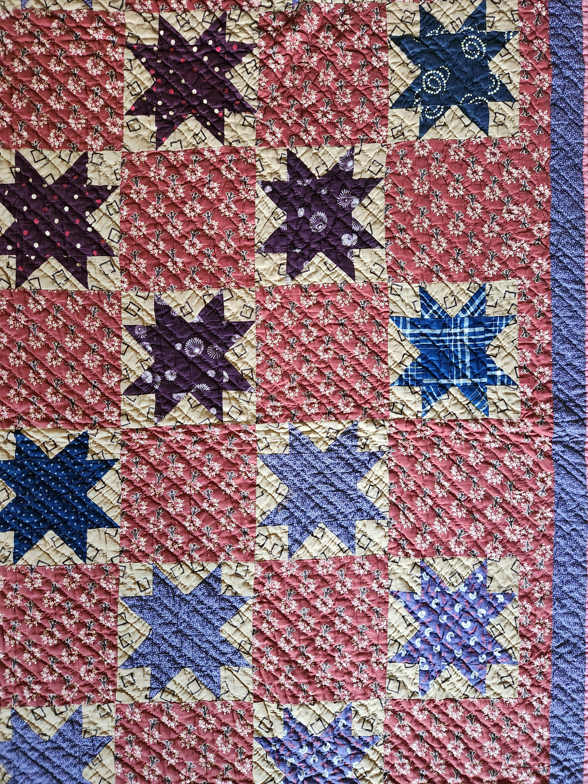 19th Century Purple Evening Star Quilt