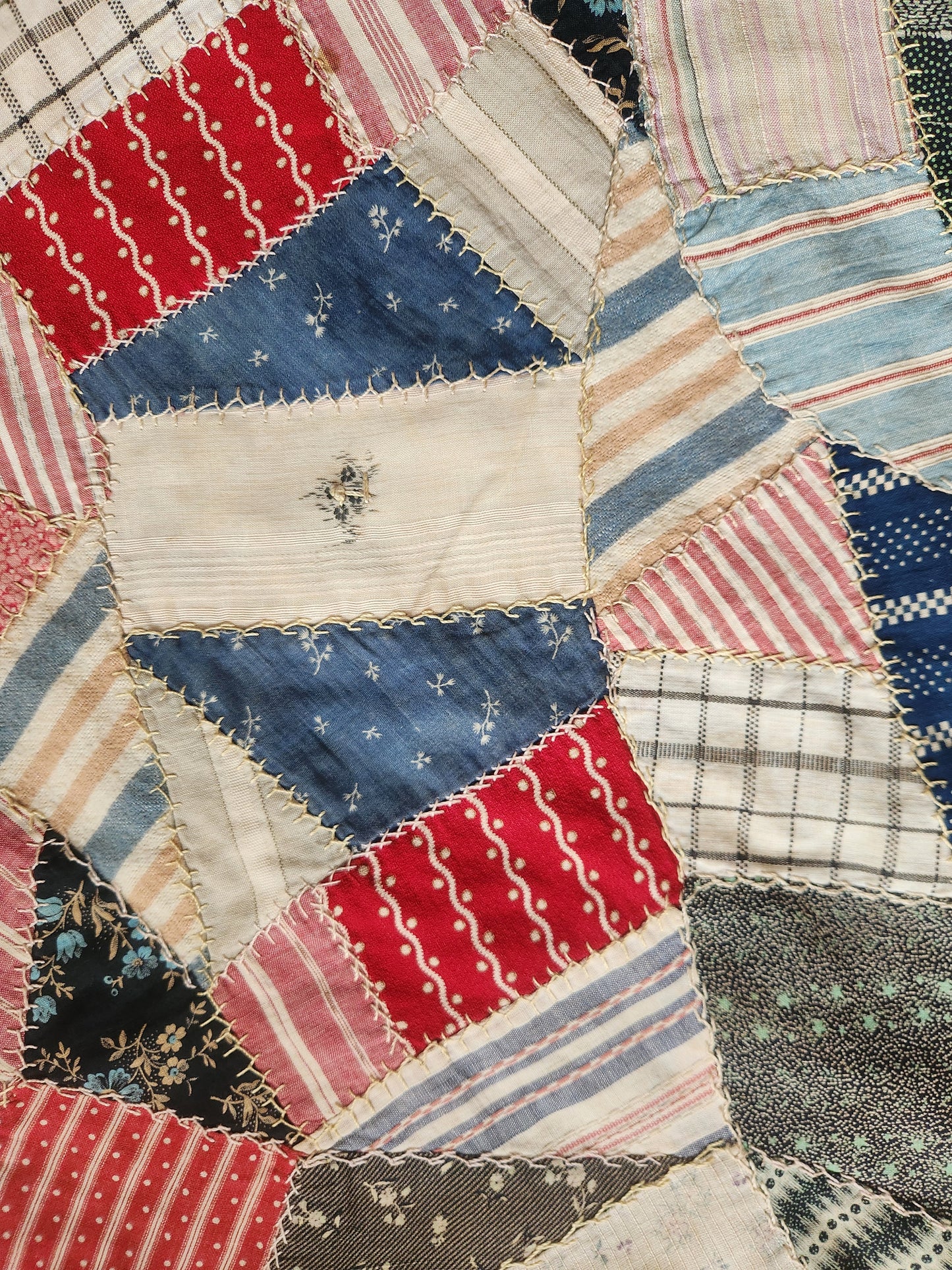 Antique Cotton Crazy Quilt c1890