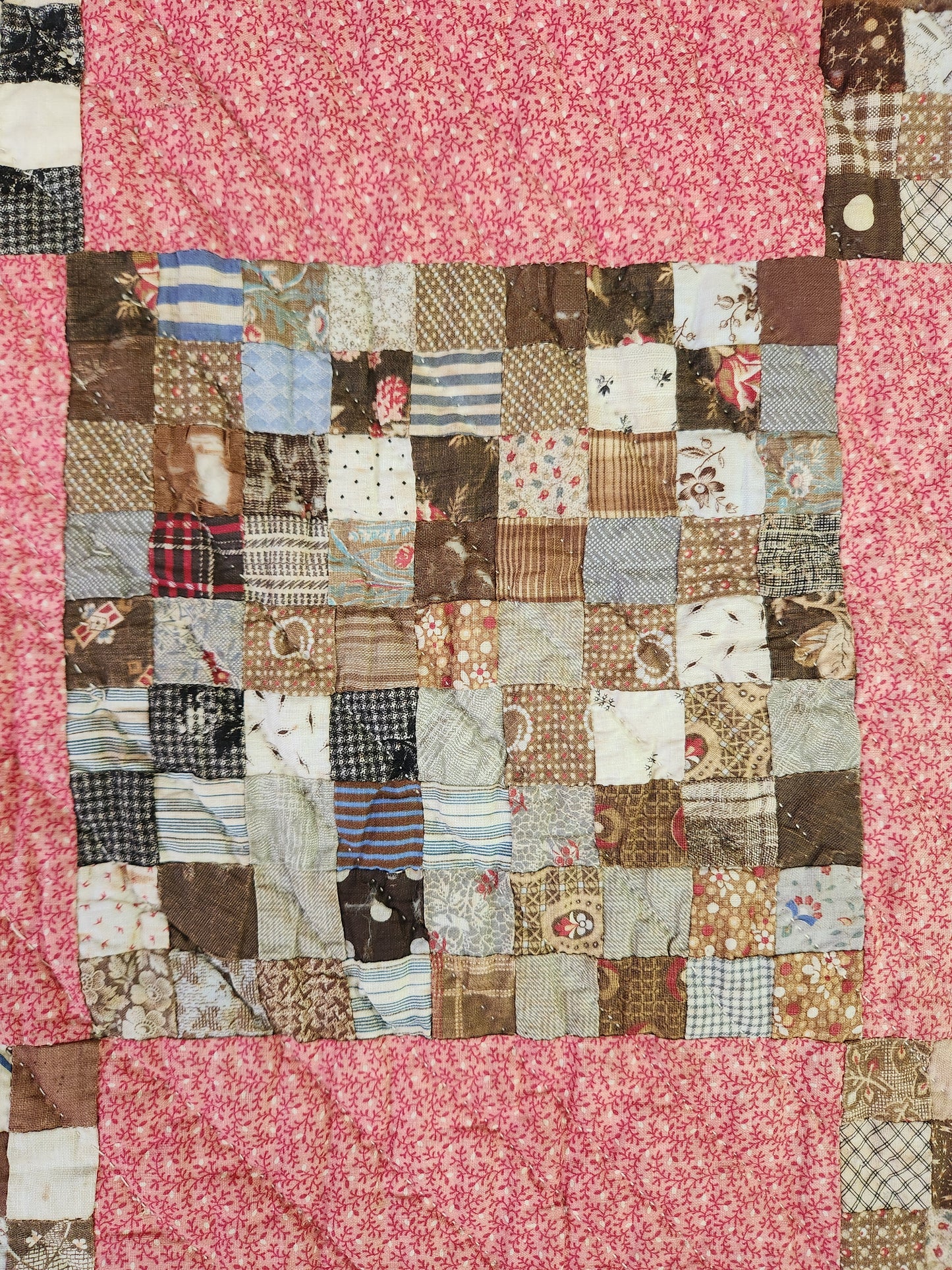 Inscribed Antique Postage Stamp Quilt c1911