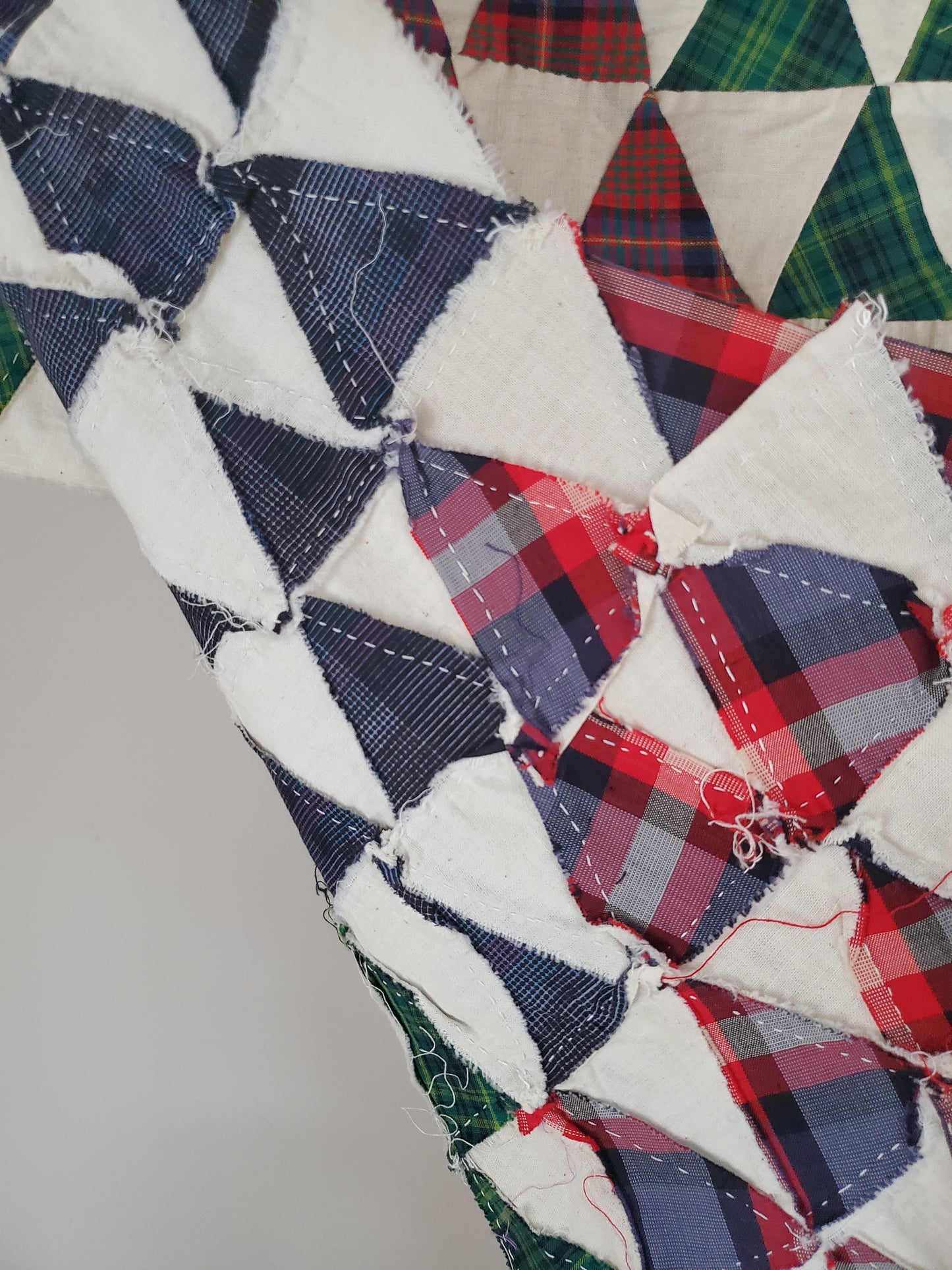 Vintage Plaid Triangle Quilt Top