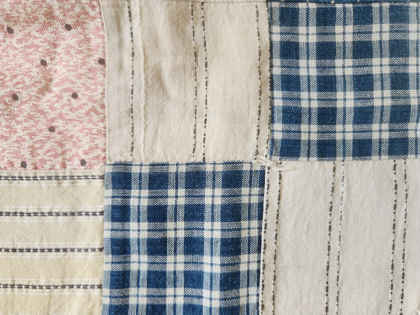 Antique Hand Tied 16 Patch Crib Quilt