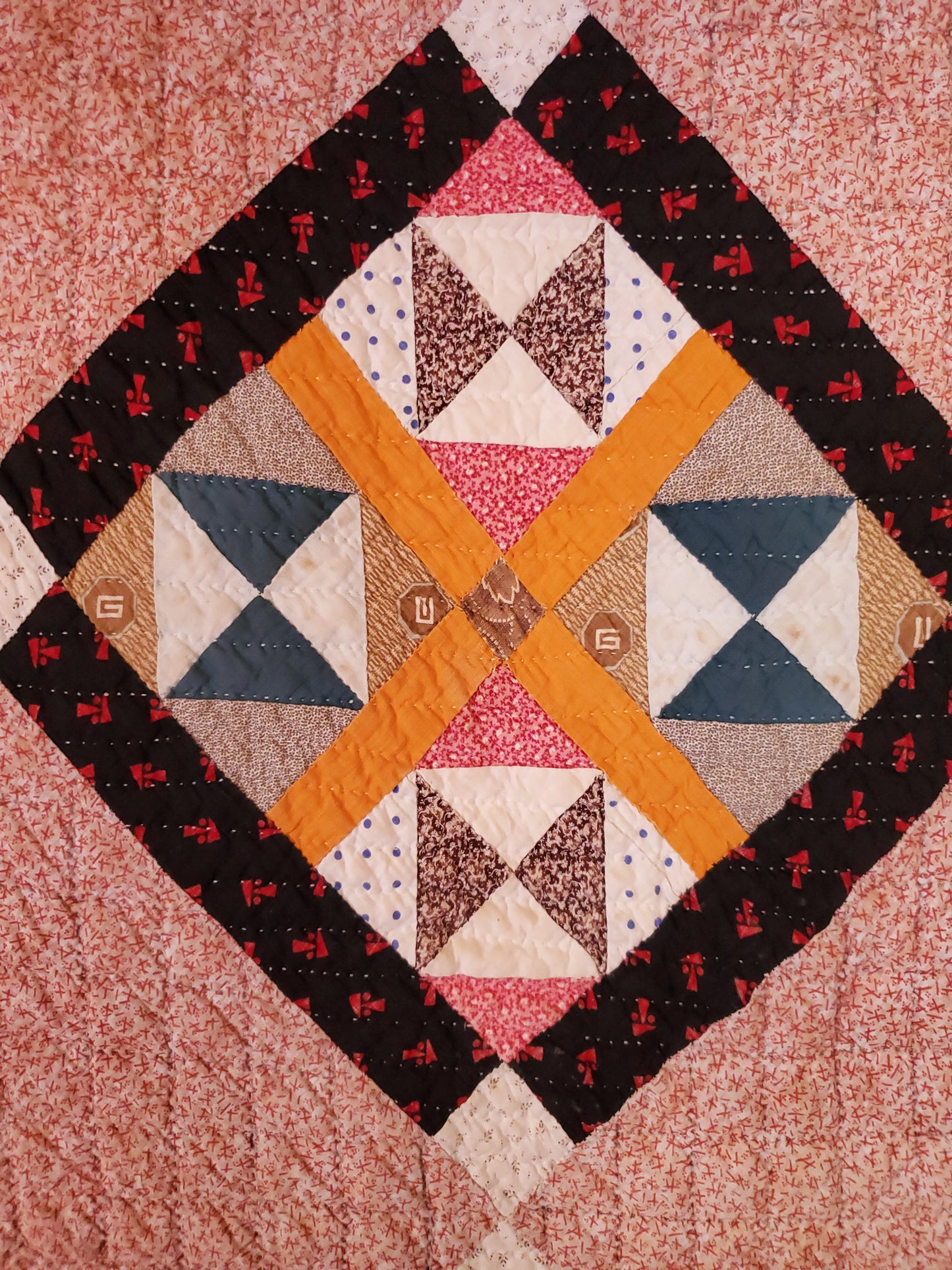 Black and Cheddar Antique Quilt