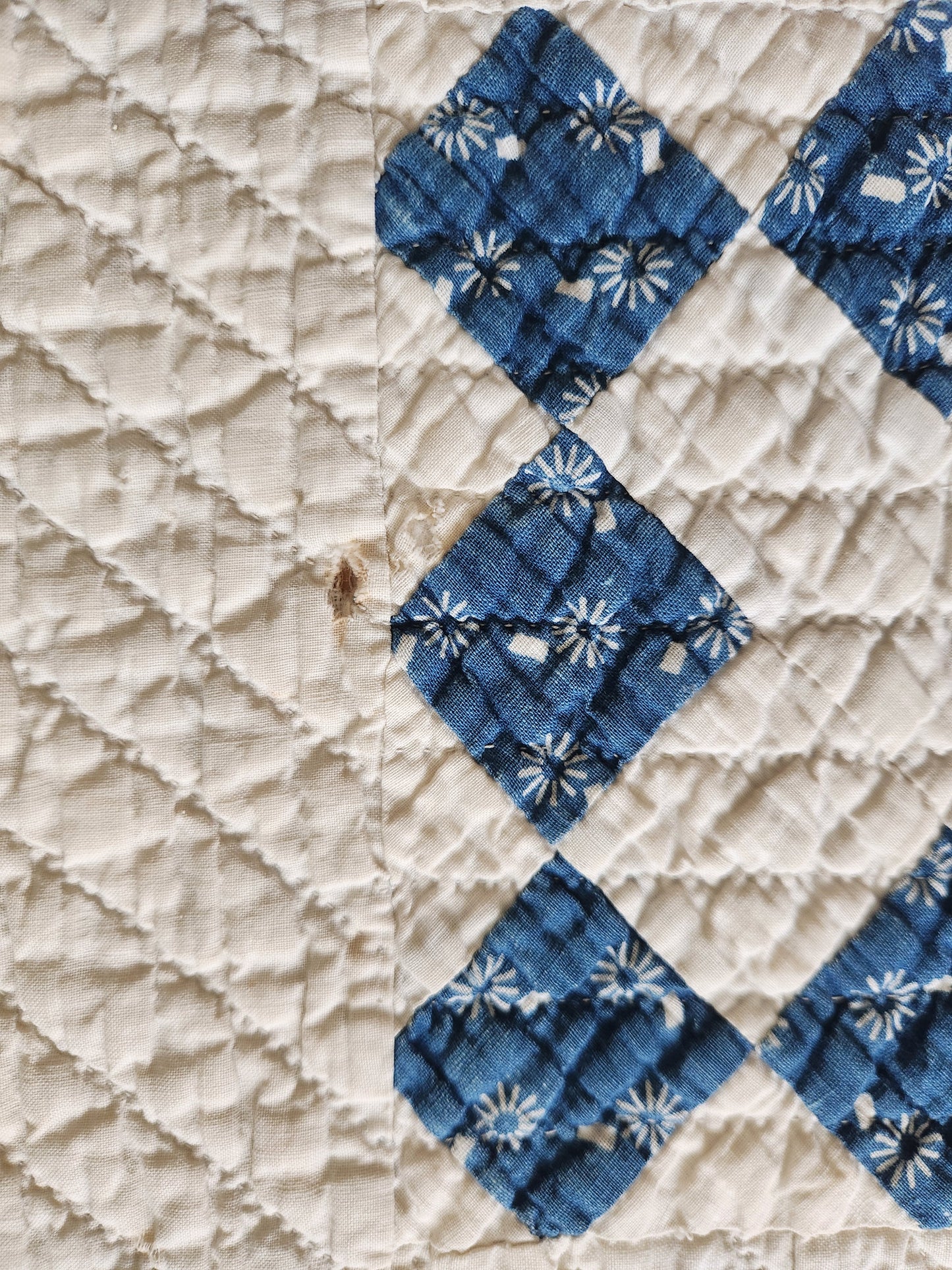 Antique 19th Century Indigo & White Patchwork Quilt