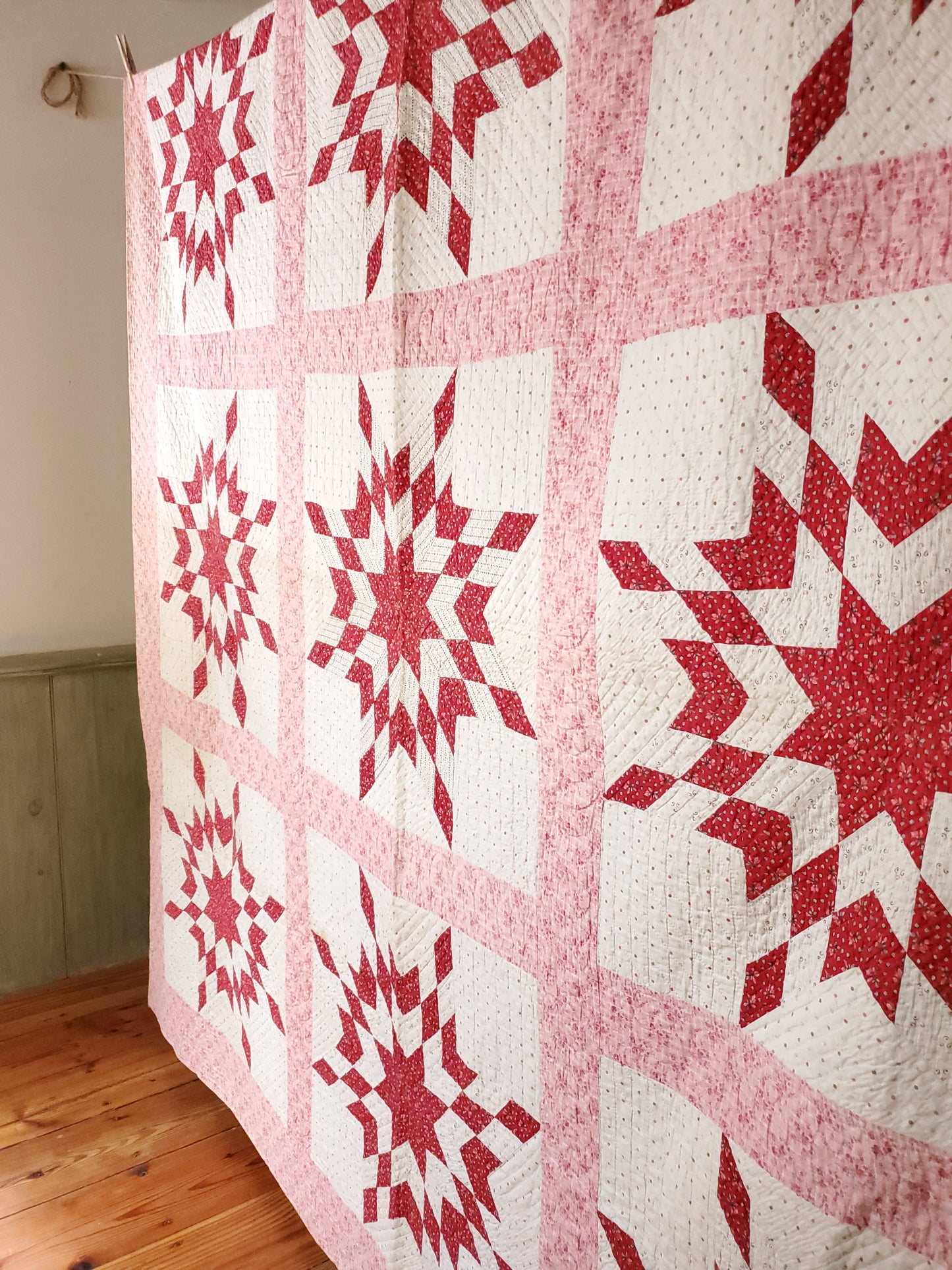 Antique Double Pink Star Quilt