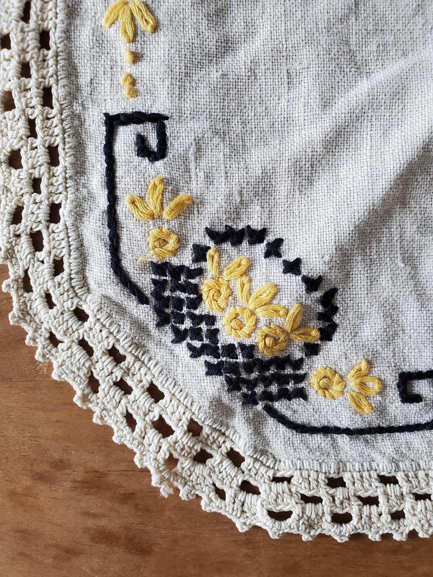 Vintage Hand Embroidered Linen Cloth