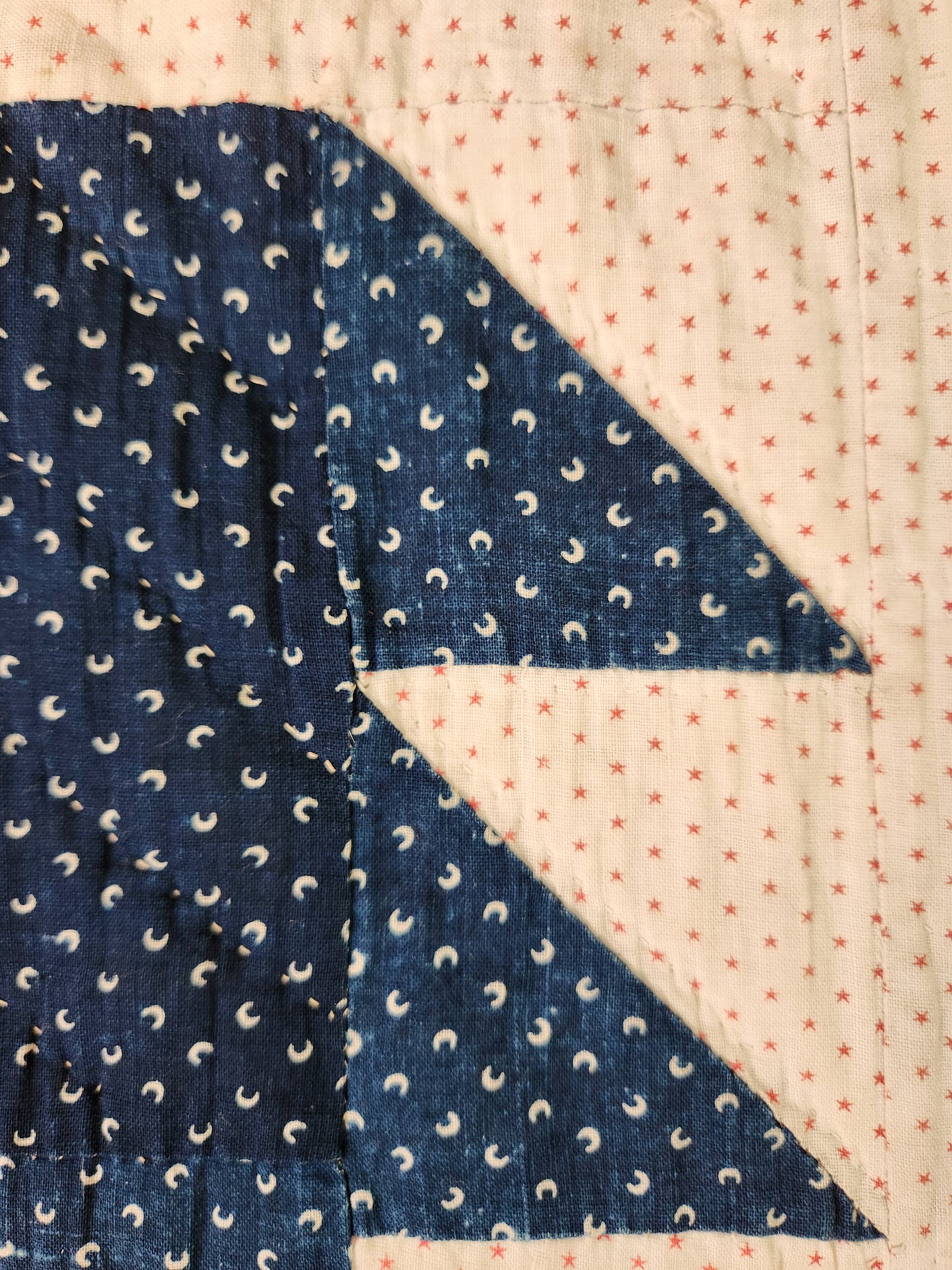 Antique Indigo and White Bear Paw Quilt c1900