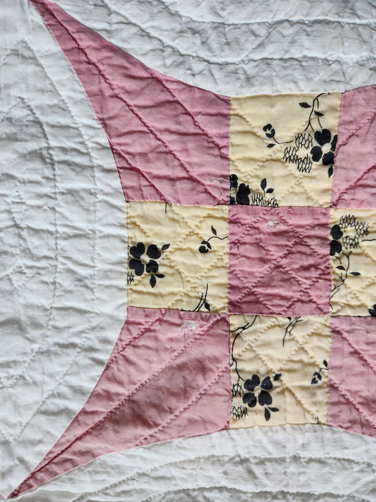 Vintage Pink Improved Nine Patch Quilt 1940