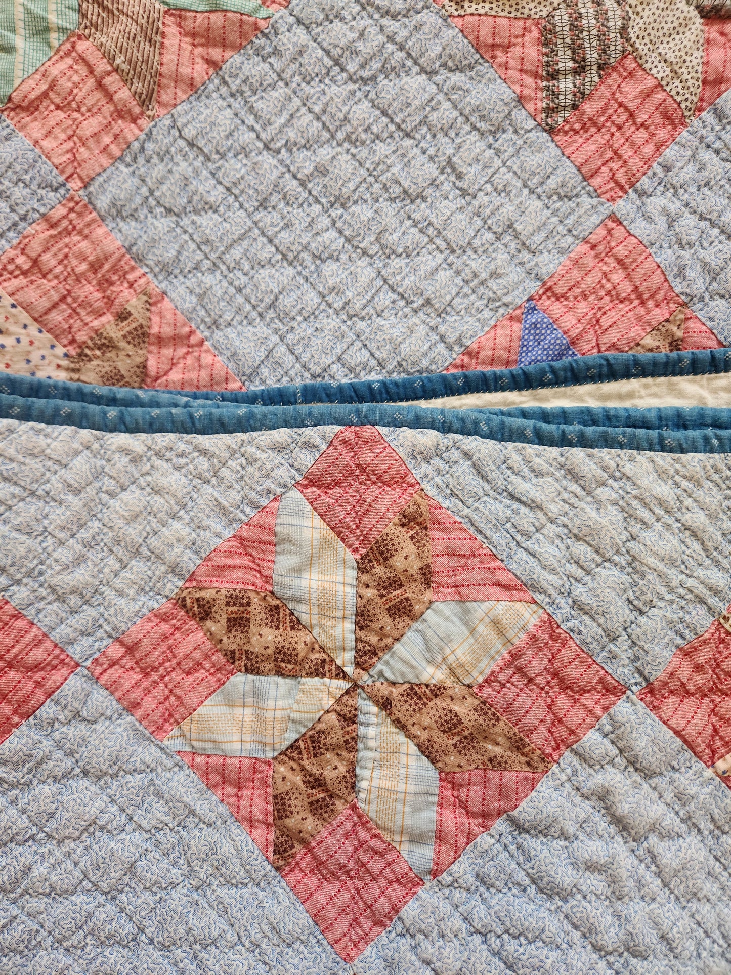 Antique Eight Point Star Patchwork Quilt c1880