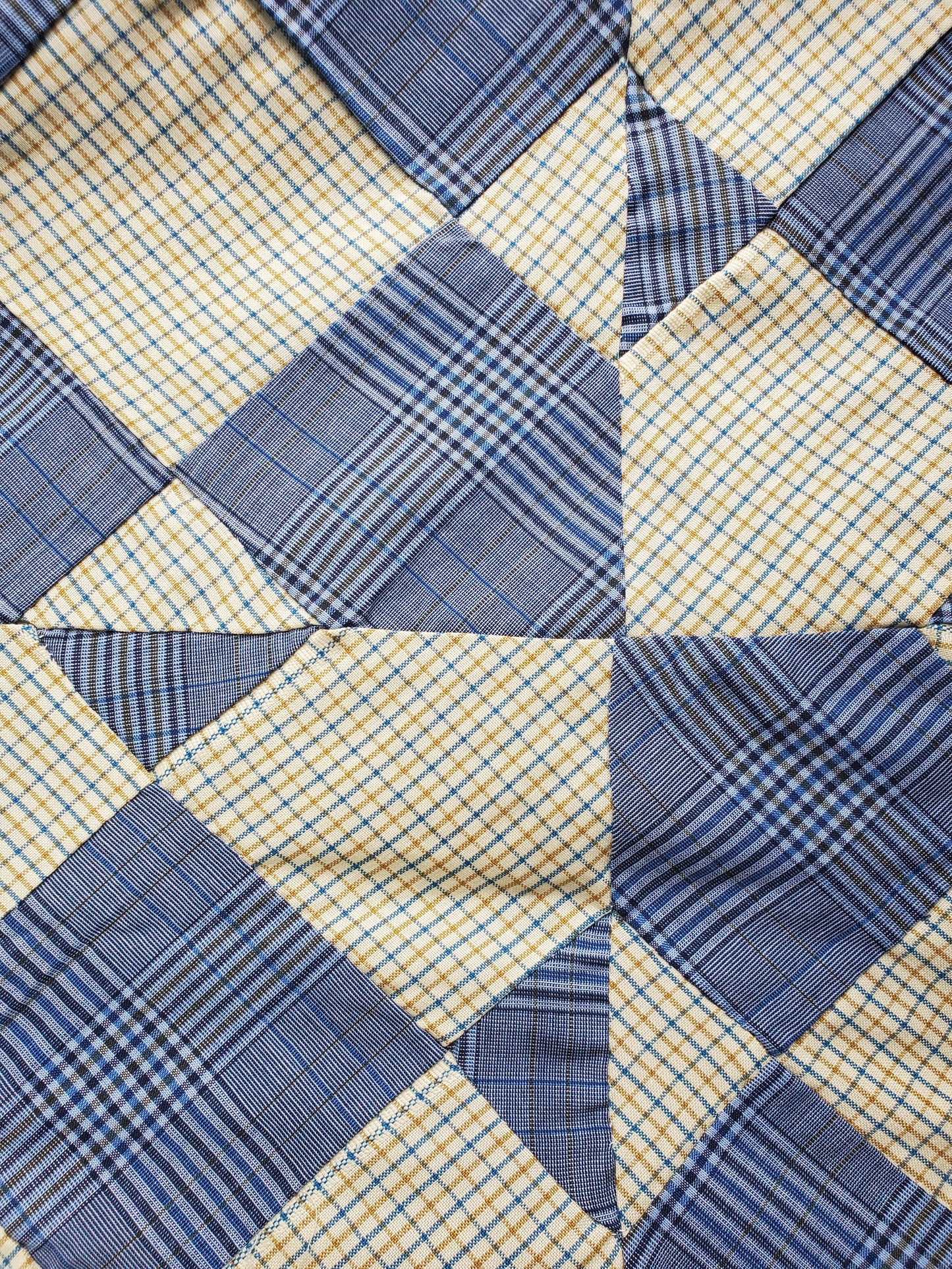 Vintage Blue & Lime Shirting Quilt Top