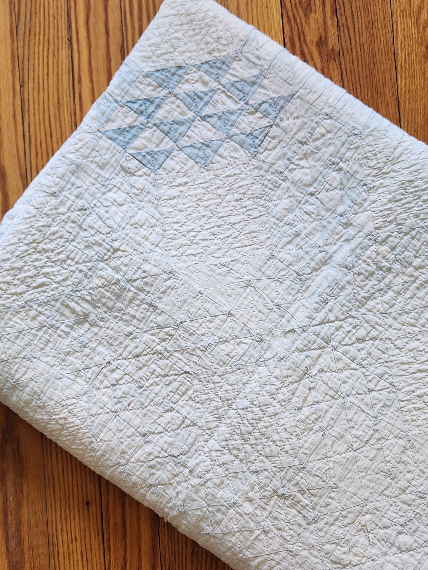 Well-Loved Antique Ocean Waves Quilt c1900