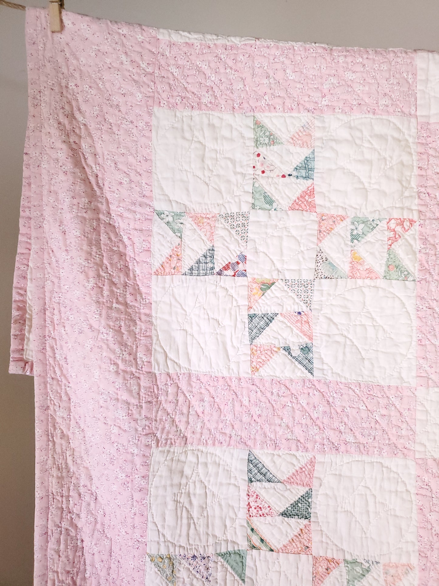 Vintage Feed Sack Wild Goose Chase Quilt