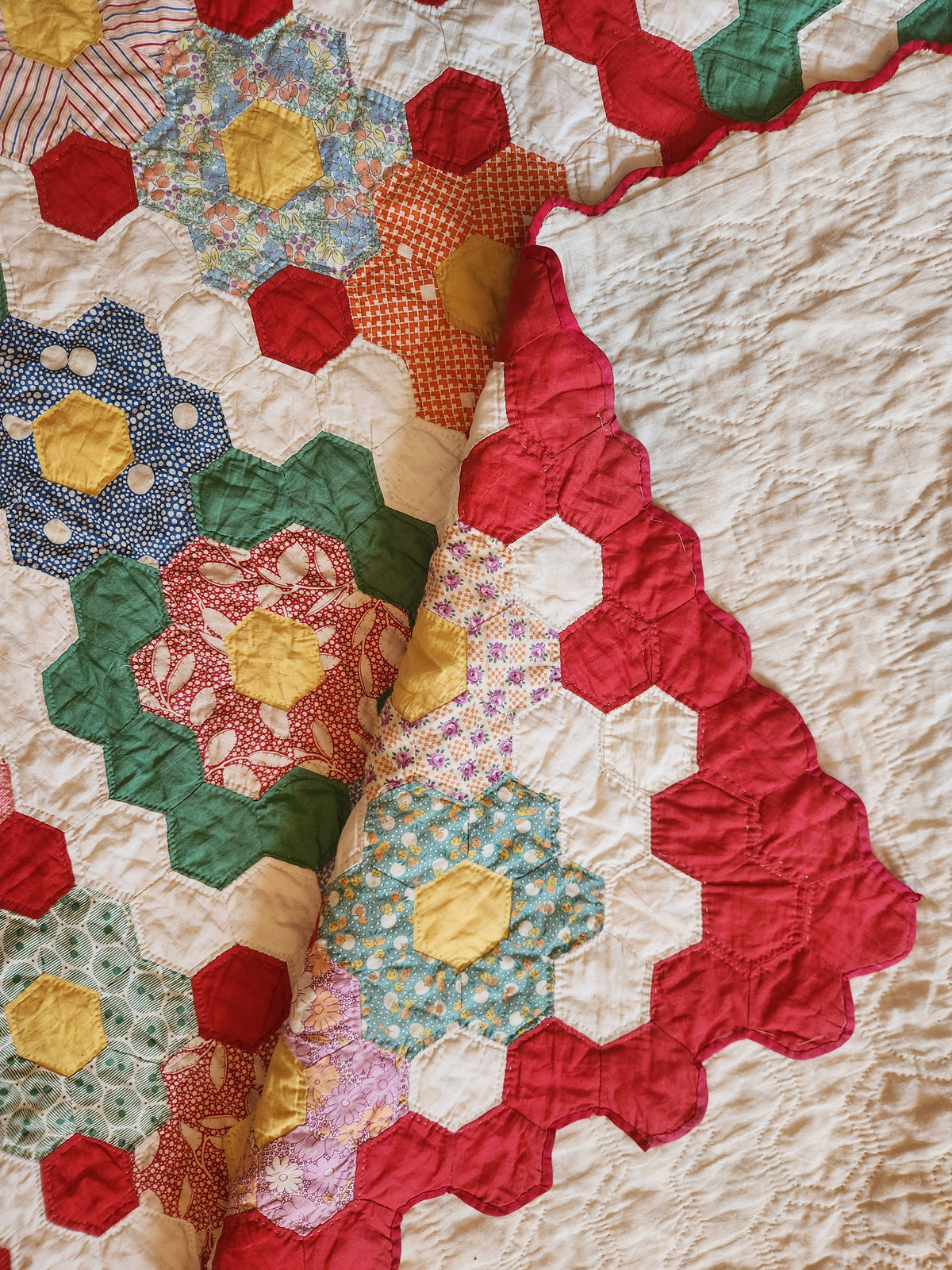 Vintage Hexagon Medallion Quilt