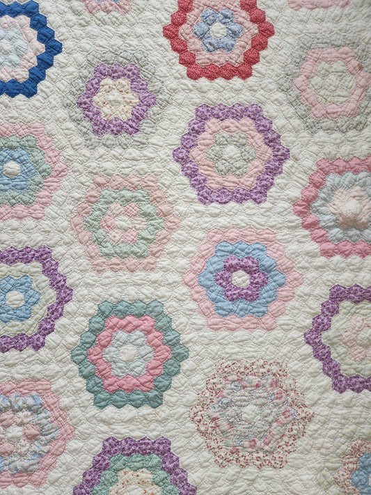 Vintage Grandmother's Garden Quilt c1940