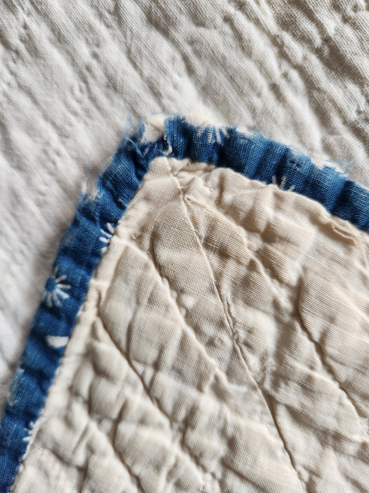 Antique 19th Century Indigo & White Patchwork Quilt