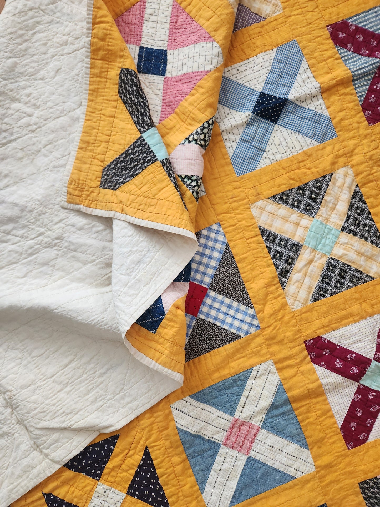 Antique Old Italian Block Quilt c1900