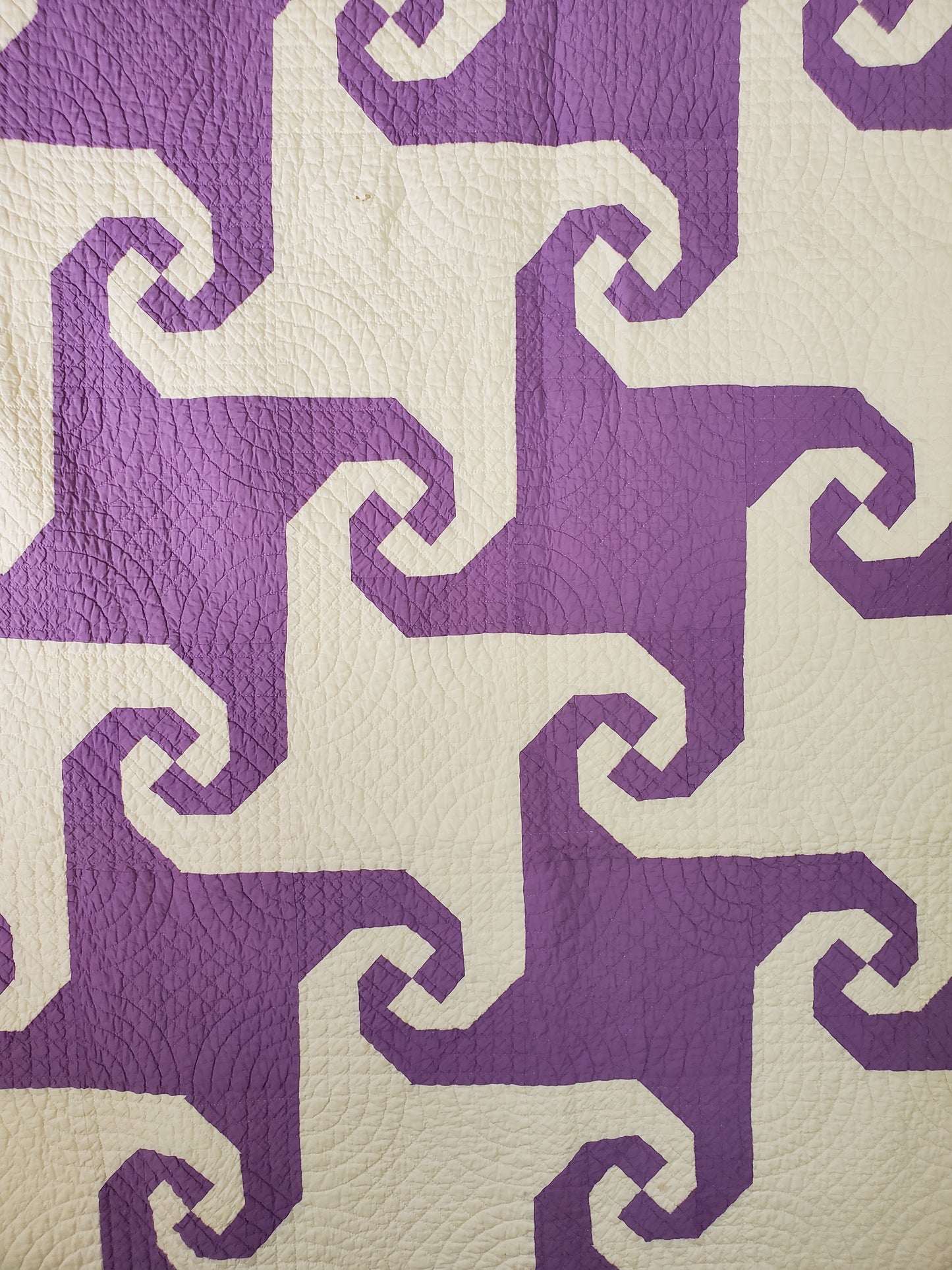 Purple and White Snail Trail Vintage Quilt