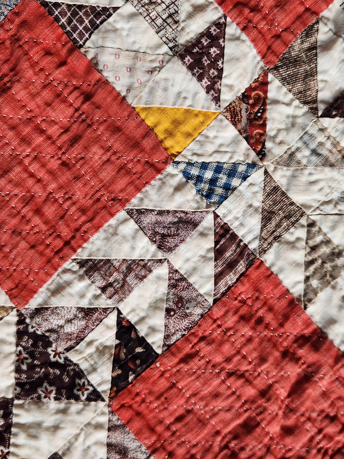 Antique Turkey Red Ocean Waves Quilt c1880