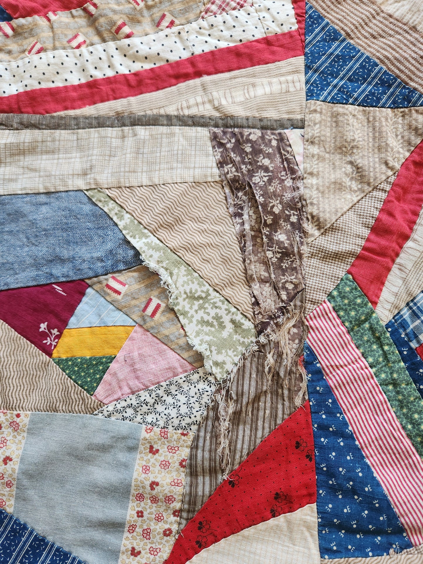 Antique Unfinished Foundation Pieced Quilt Top c1900