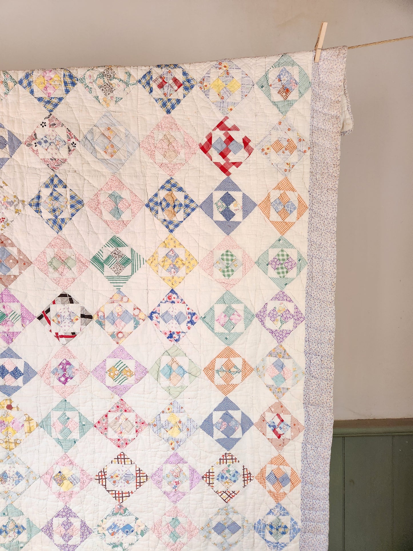 Vintage Patchwork Feed Sack Quilt c1940