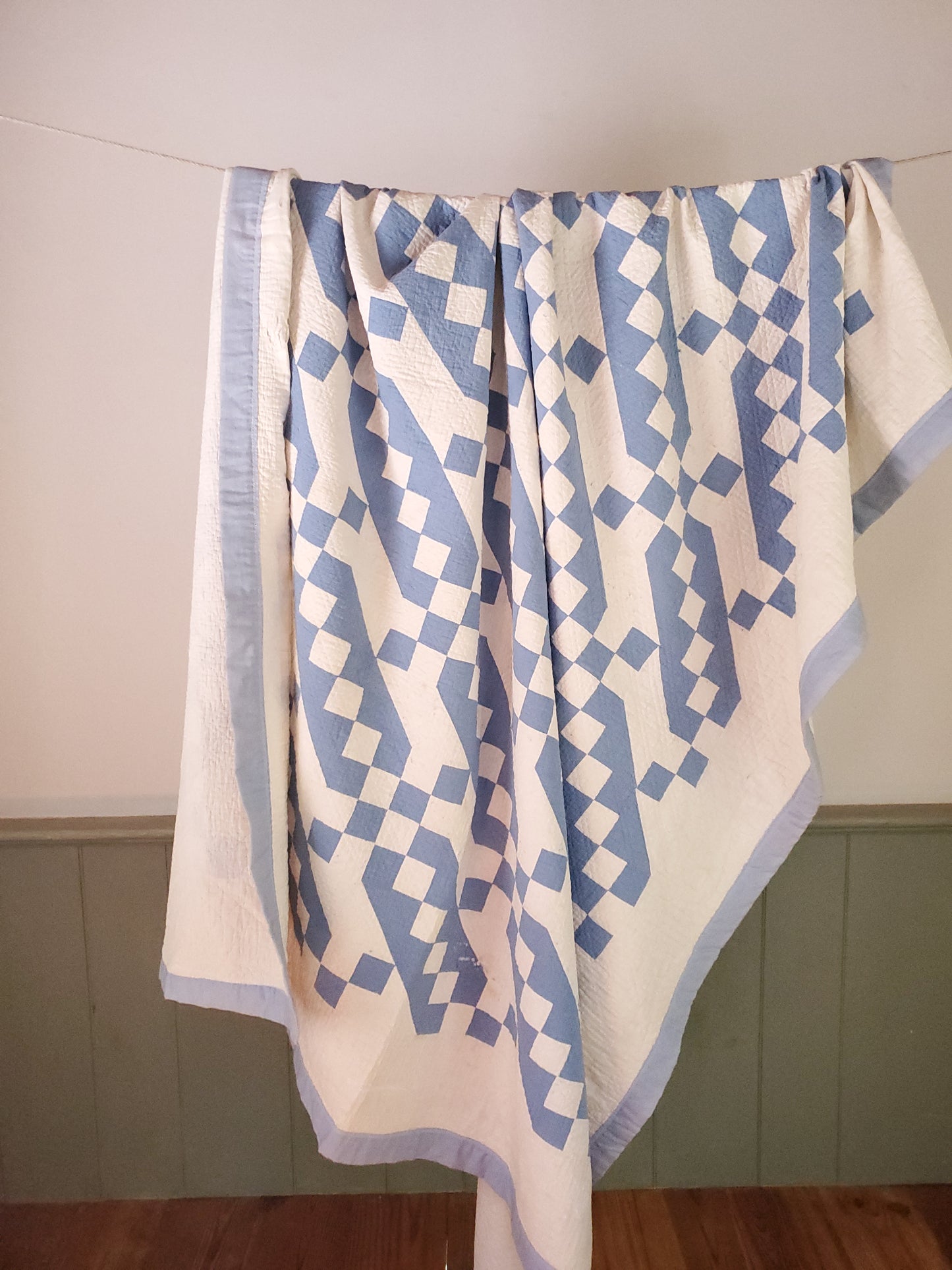 Blue and White Jacob's Ladder Antique Quilt