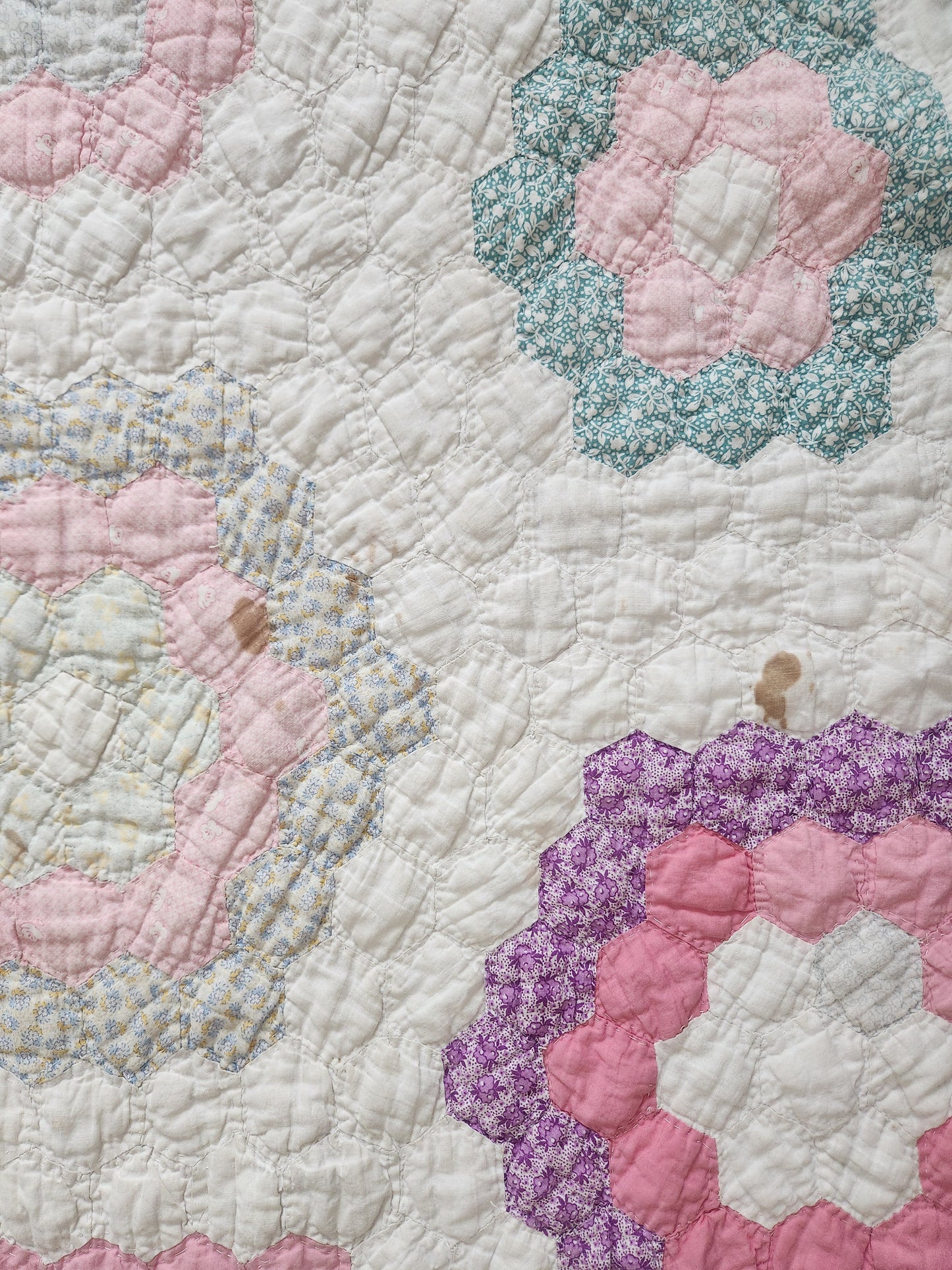 Vintage Grandmother's Garden Quilt c1940