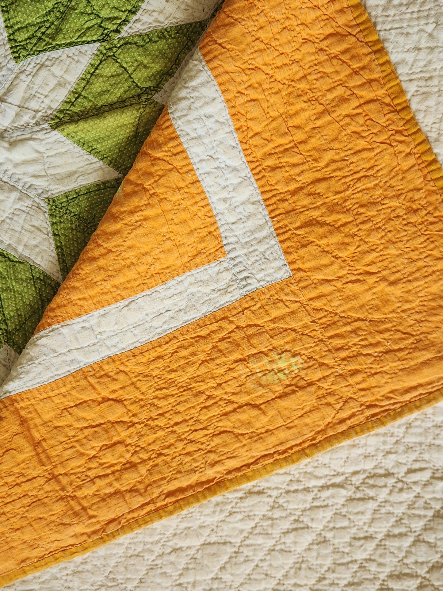 Antique Green and Orange Mathematical Star Quilt