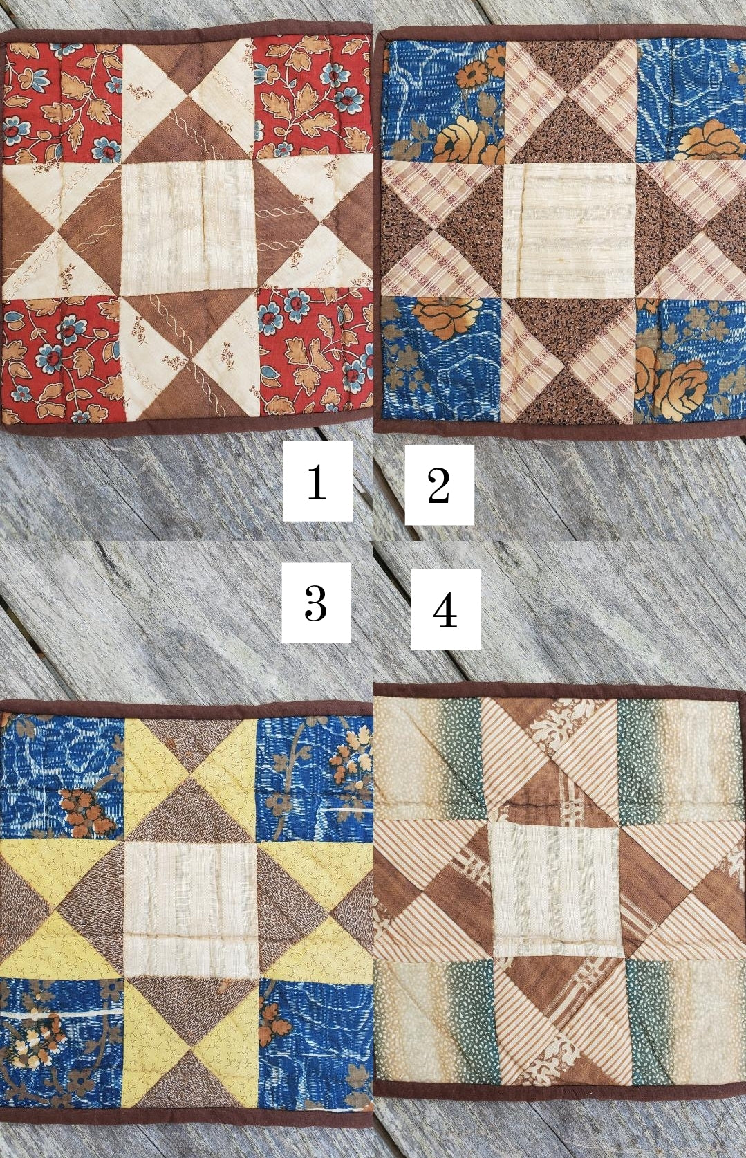 Hand Bound Antique Quilt Blocks, 19th Cent