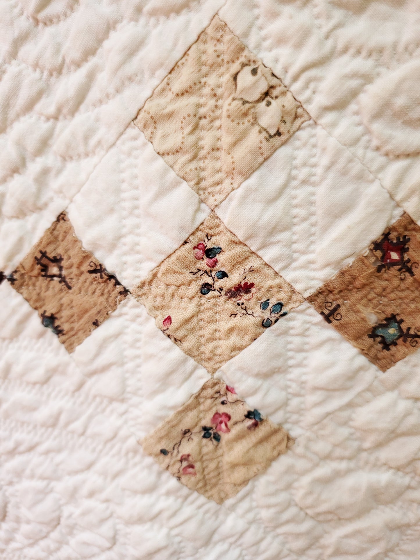 Antique Double 9 Patch Quilt, 19th Cent