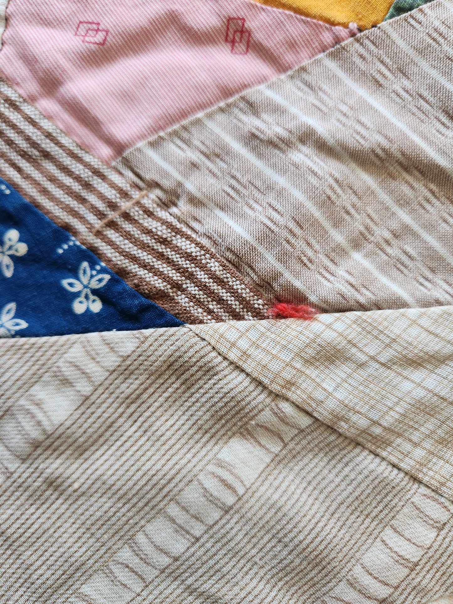 Antique Unfinished Foundation Pieced Quilt Top c1900