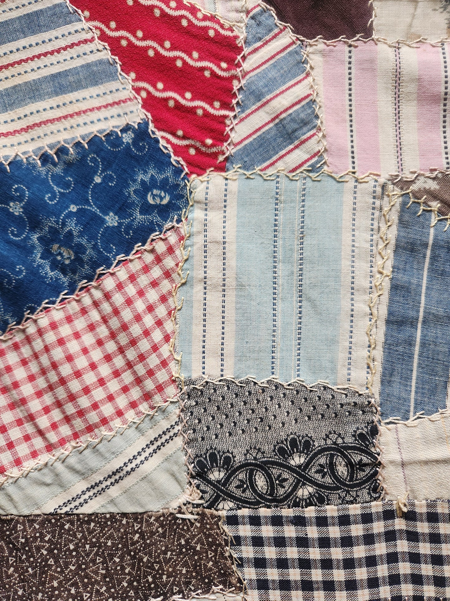 Antique Cotton Crazy Quilt c1890