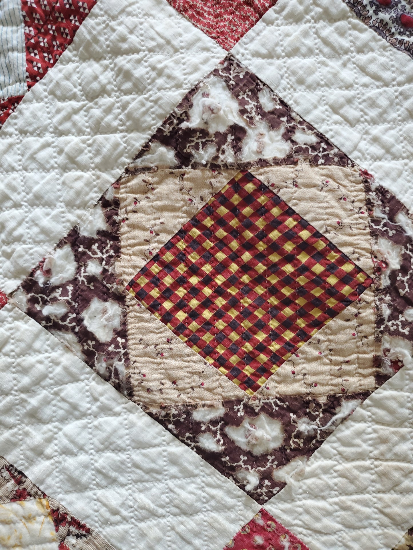 19th Century Square in a Square Antique Quilt