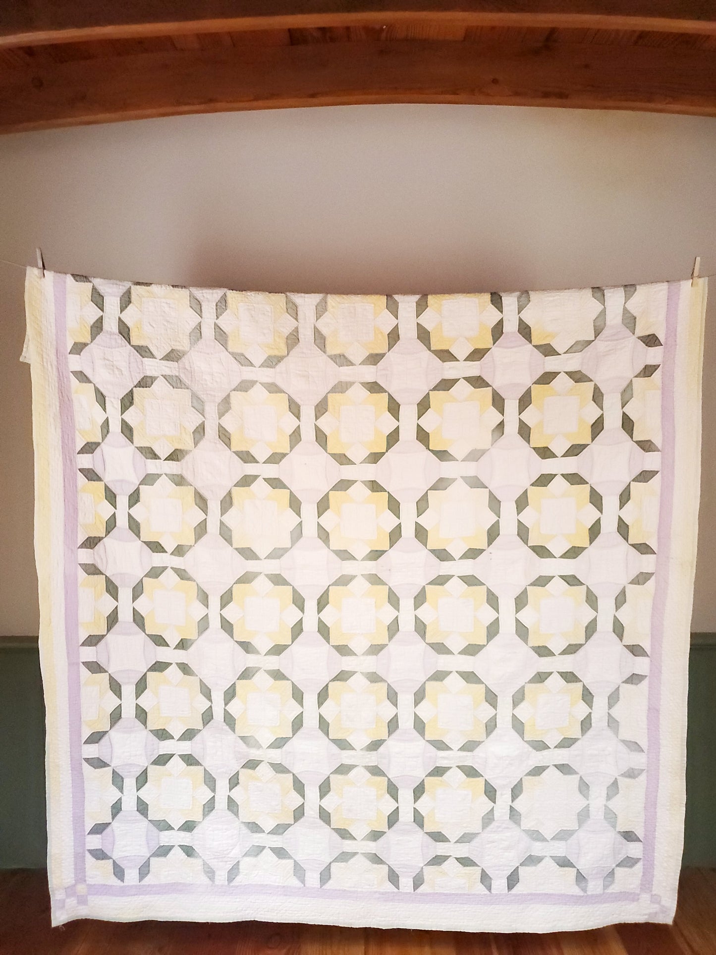 Lavender Yellow Vintage Quilt