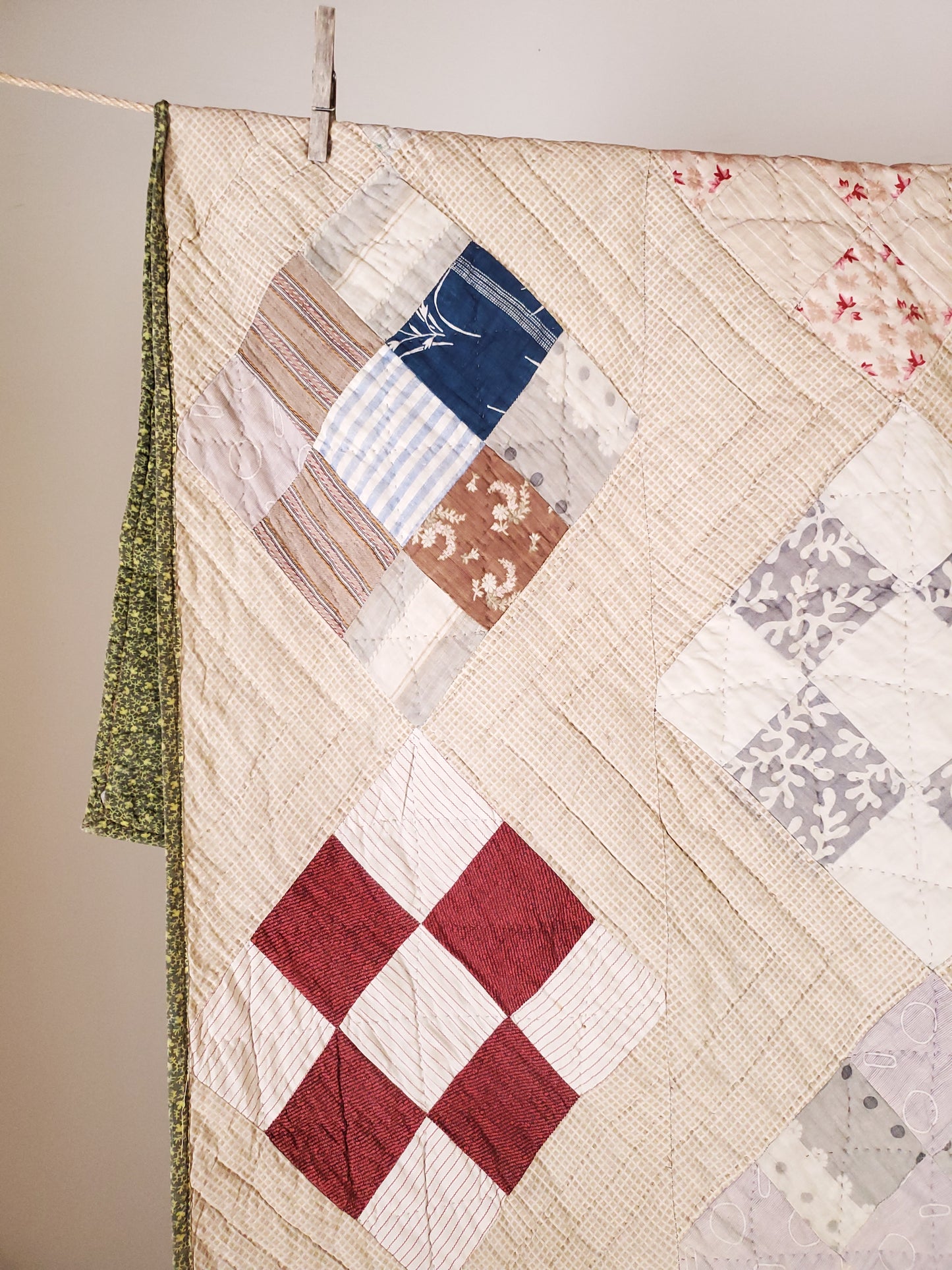 Antique 9 Patch Quilt, 1890