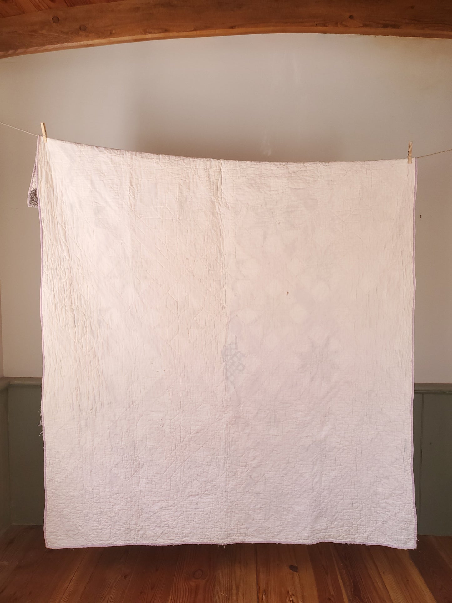 Vintage Lilac Feed Sack & Shirting Quilt, ca 1930