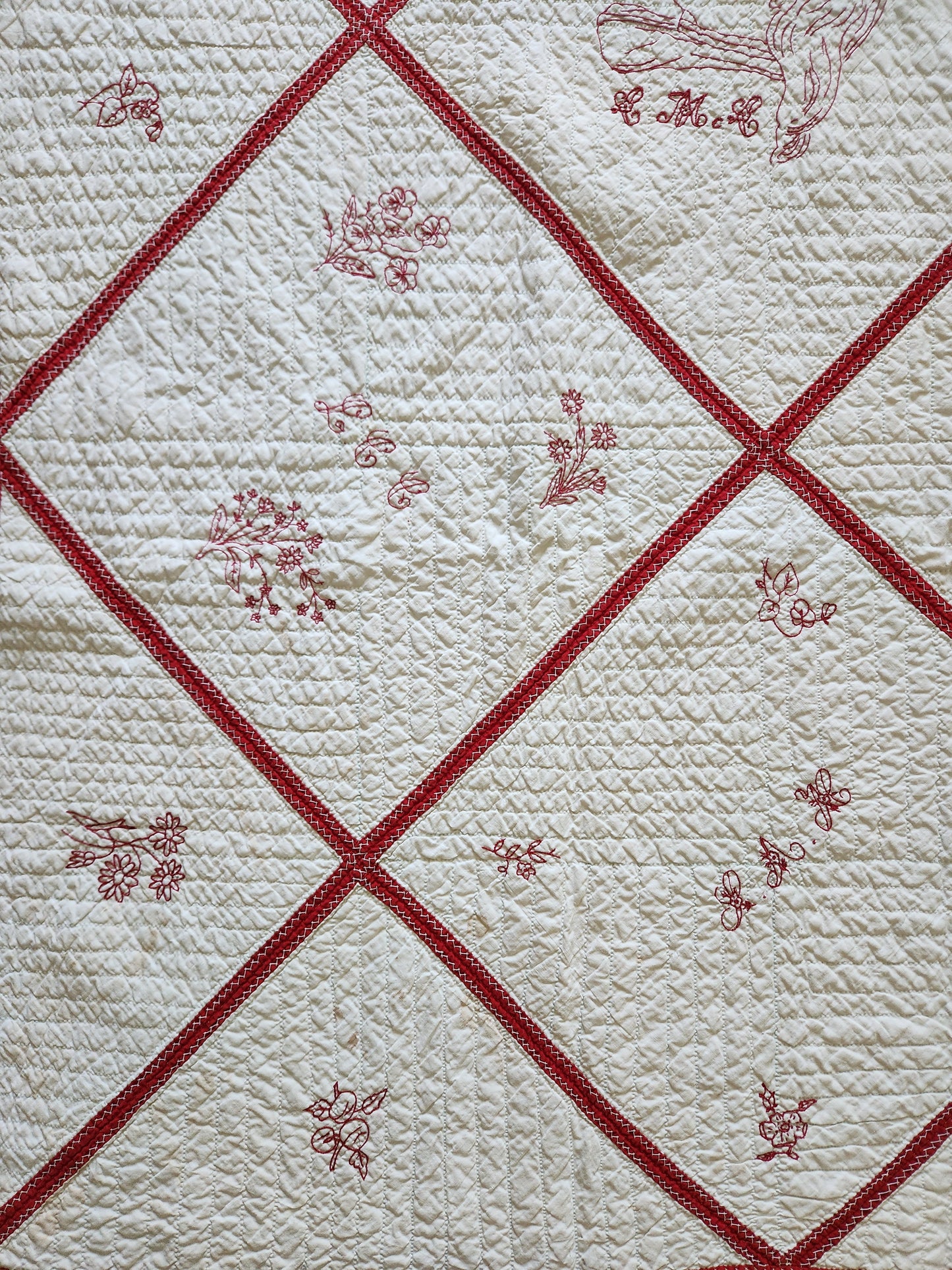 Antique Redwork Quilt, 1890