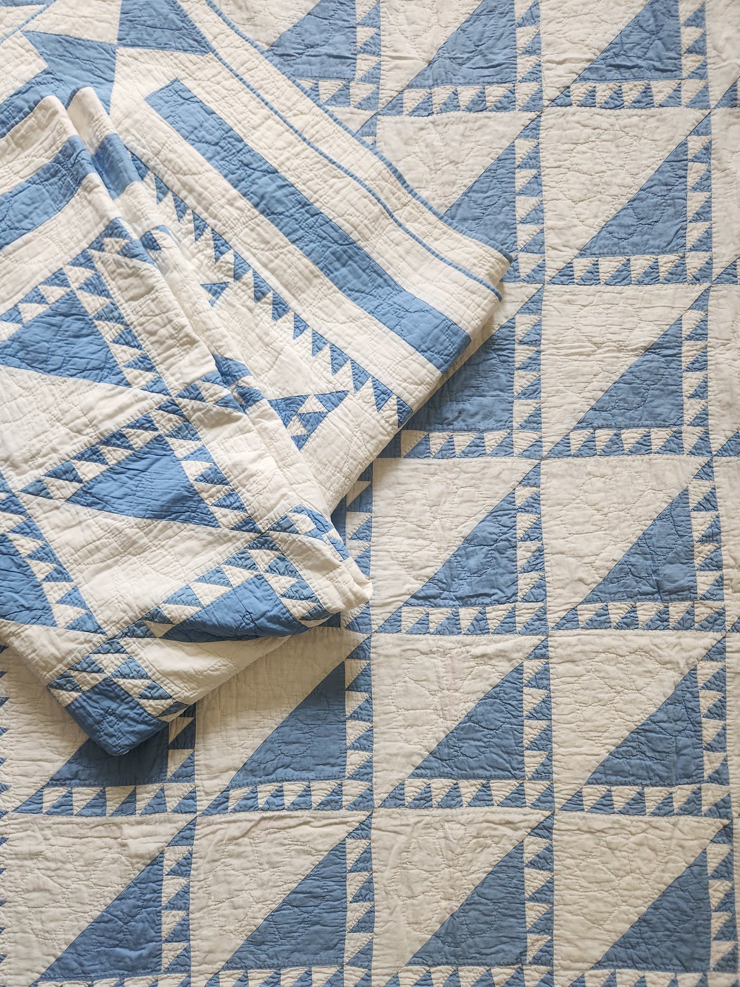 Set of 2 Blue & White Patchwork Quilts c1930