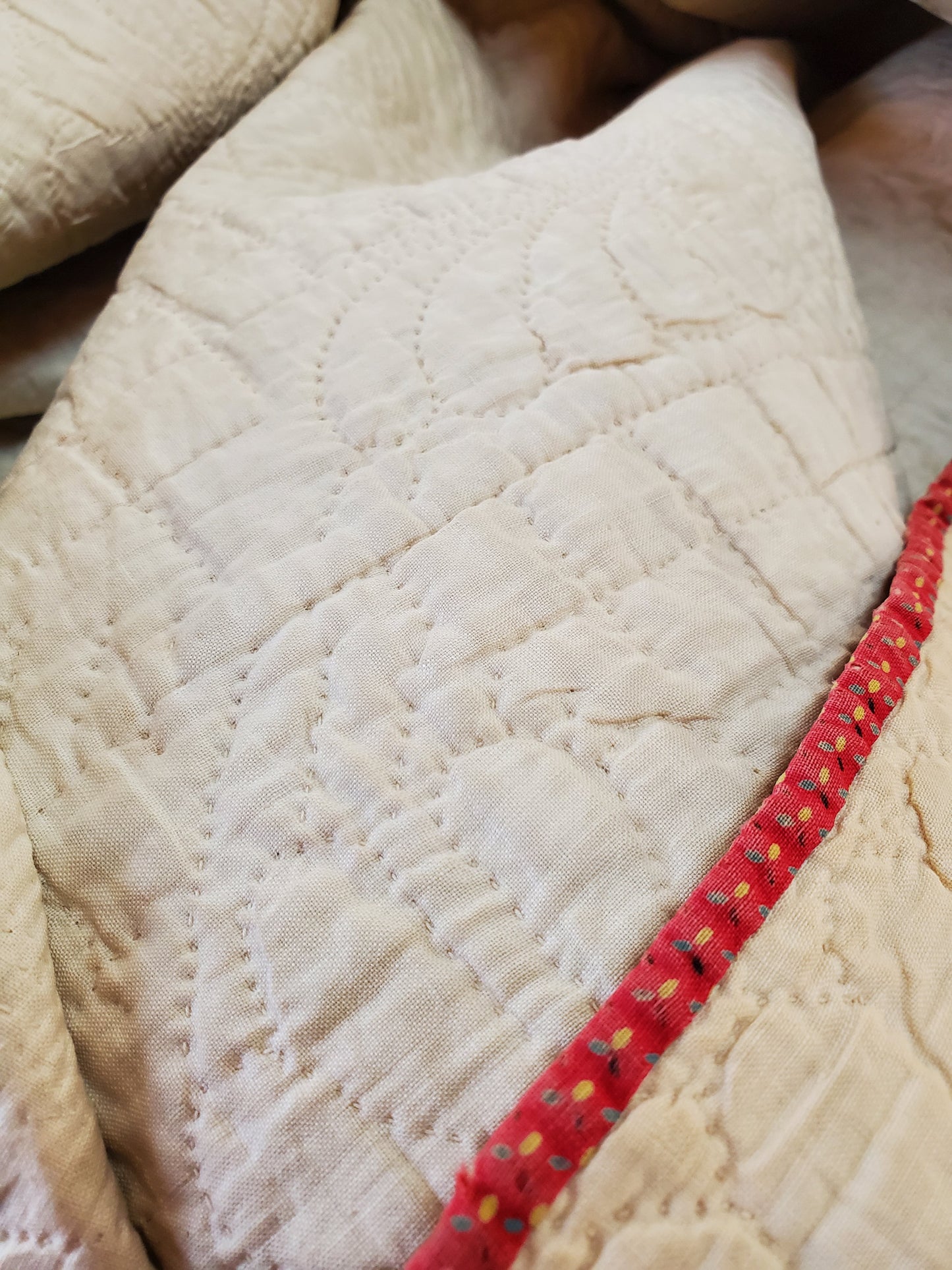 Mid 19th Century Red and White Antique Delectable Mountain Quilt