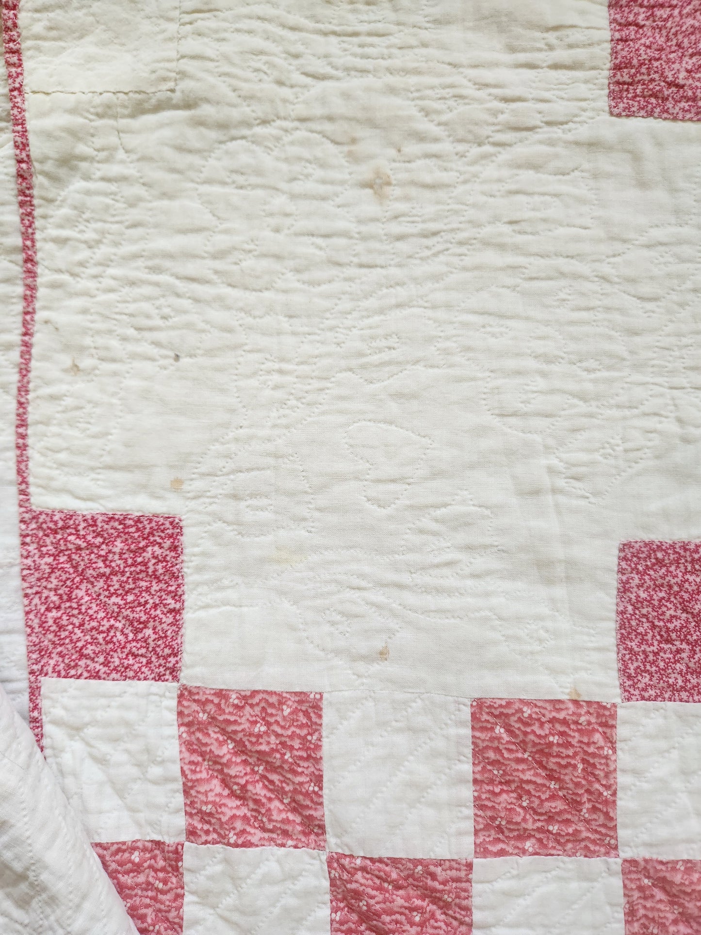 Antique Pink & White Irish Chain Quilt