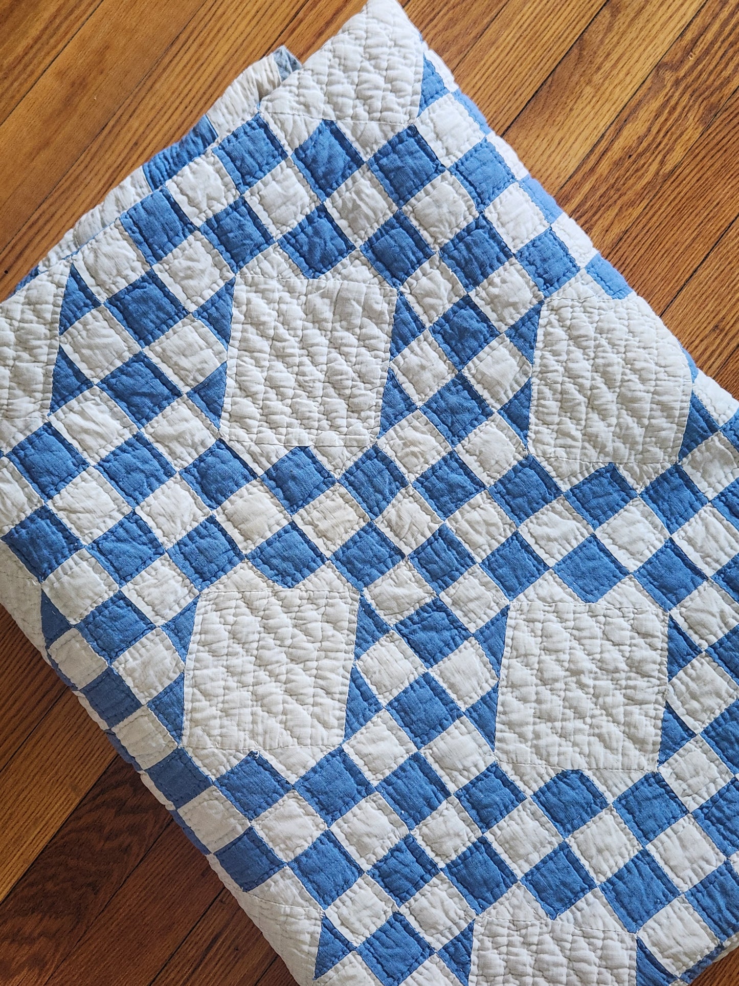 Antique Blue & White Triple Irish Chain Quilt