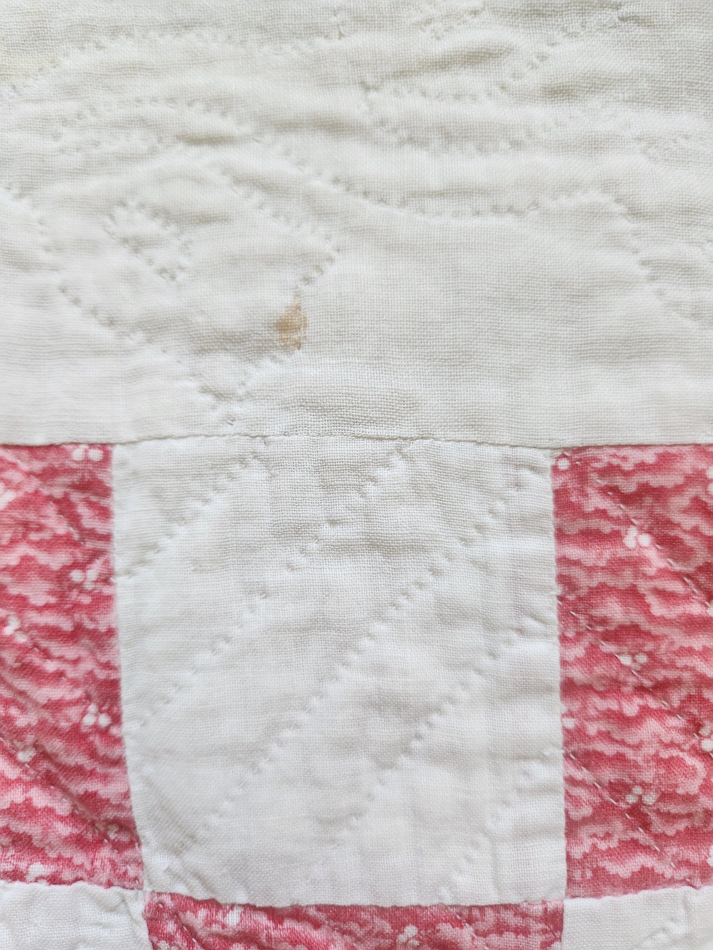 Antique Pink & White Irish Chain Quilt