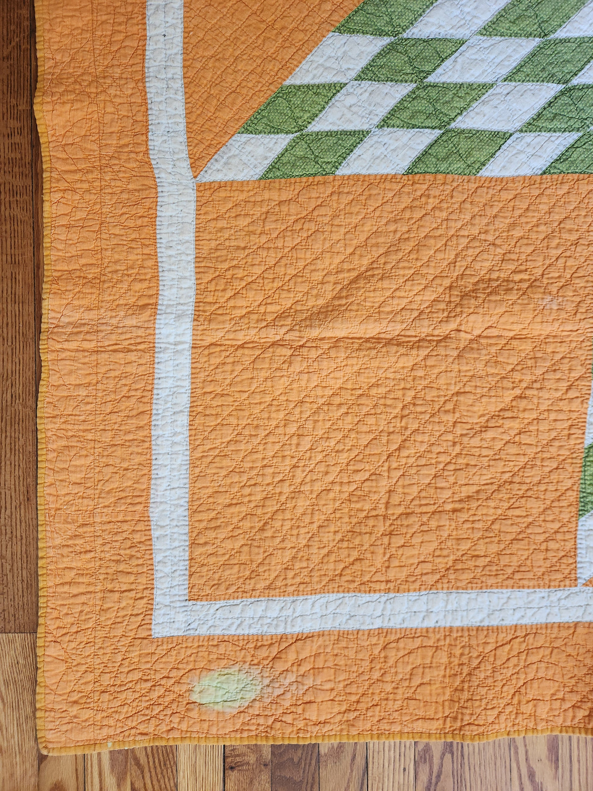 Antique Green and Orange Mathematical Star Quilt