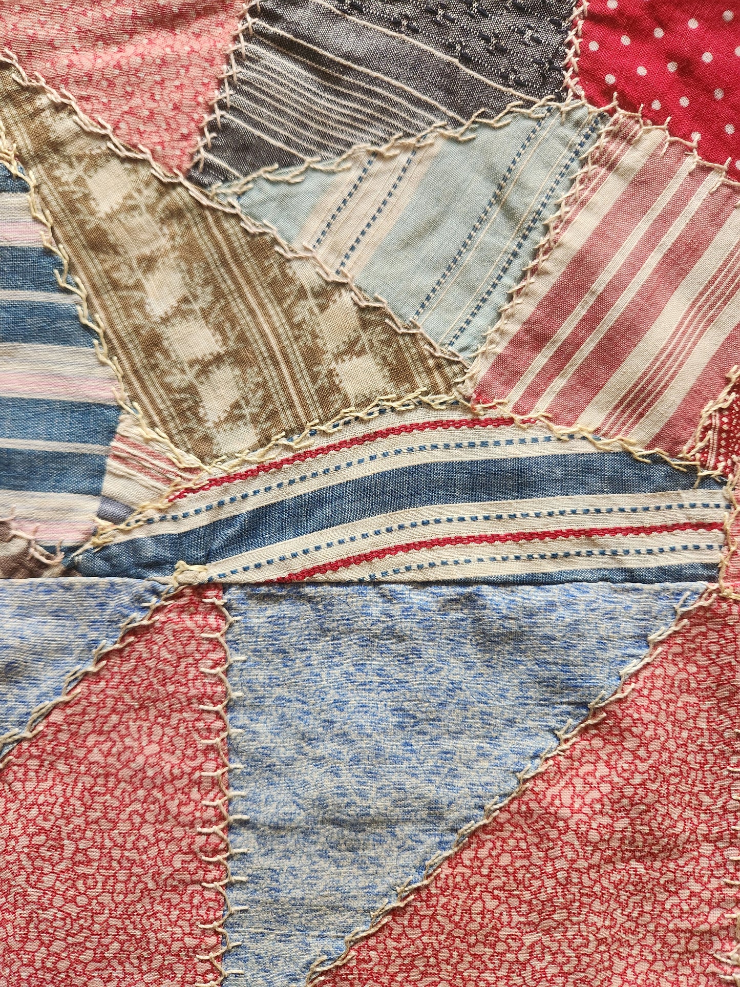 Antique Cotton Crazy Quilt c1890